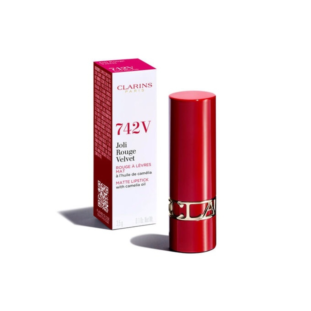 Clarins 742V Joli Rouge Velvet Lipstick - Matte Red